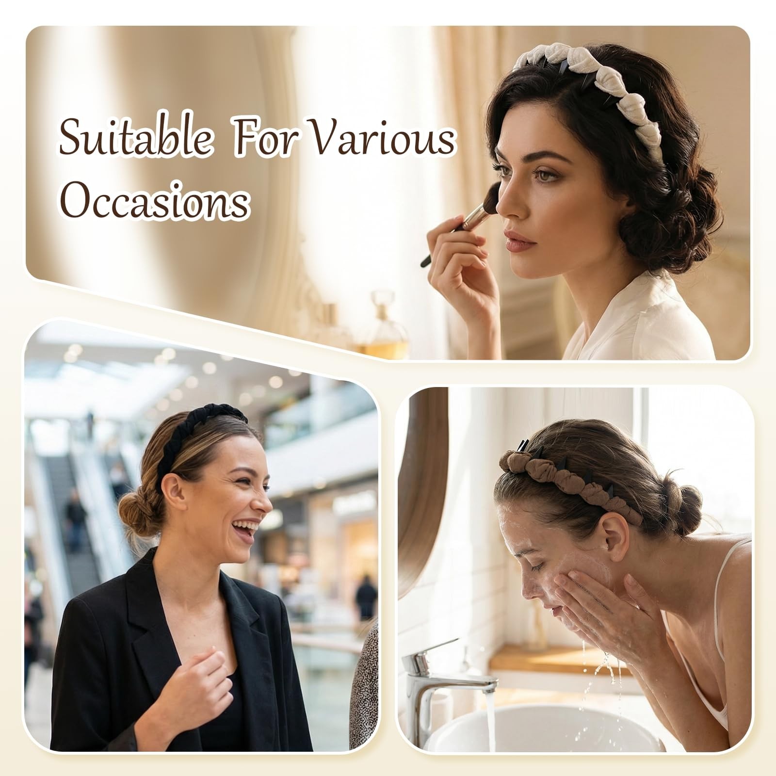 4Pcs Non-Slip Zig Zag Headbands, Stylish Slick-Back Hair Accessories for Women
