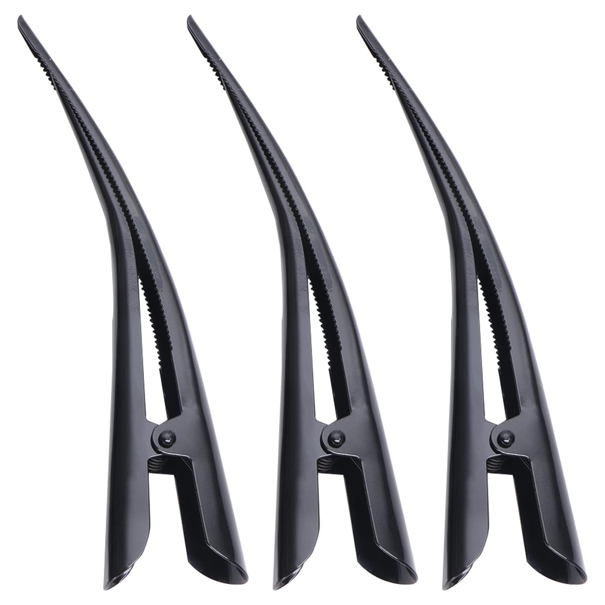 3 PCS Alligator Hair Clips Metal Non Slip With Teeth Styling Accessories Black