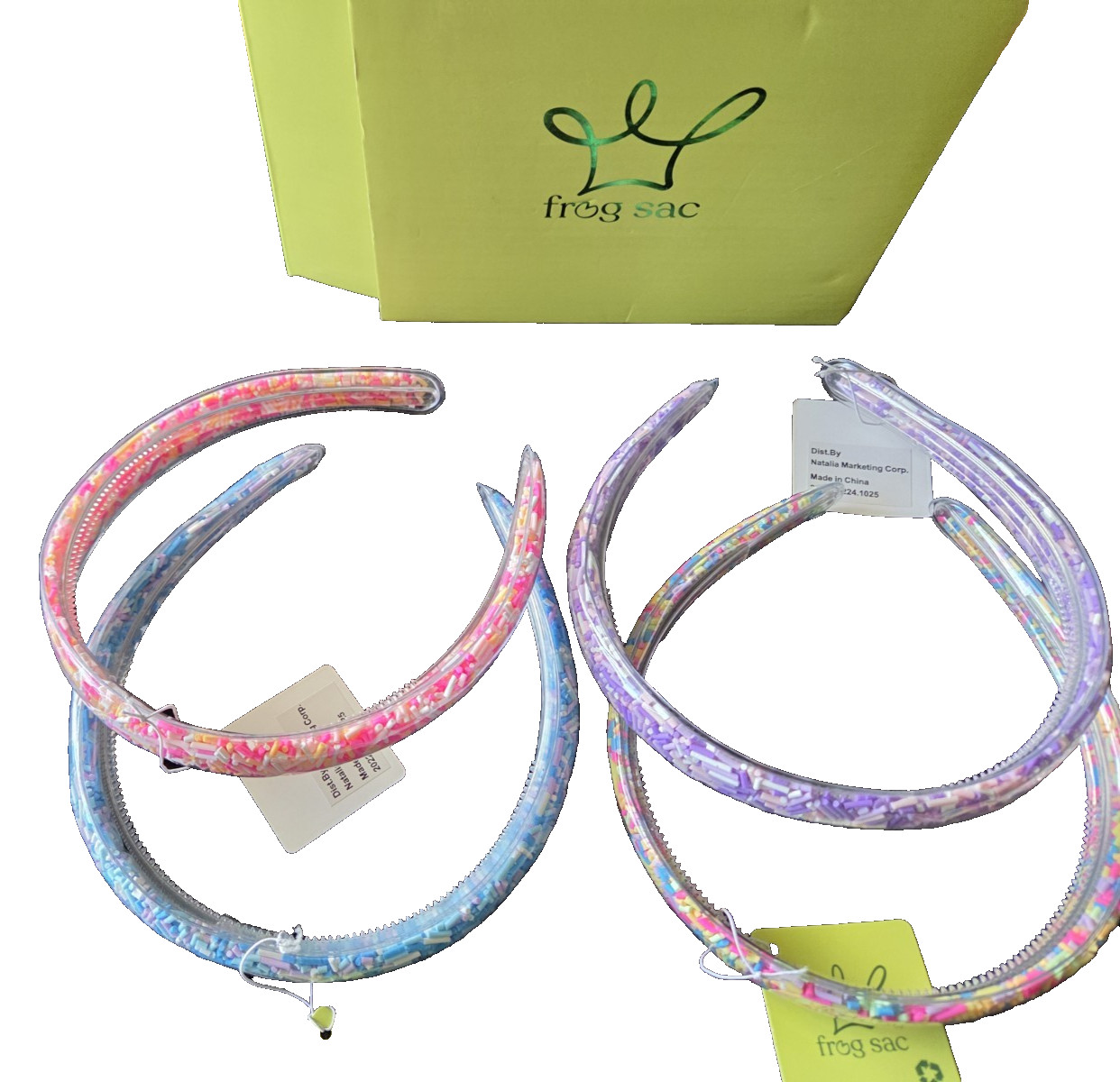 Beaded Candy Hairbands Girls Hair Set/4 Pink Purple Blue Multicolor School Thin