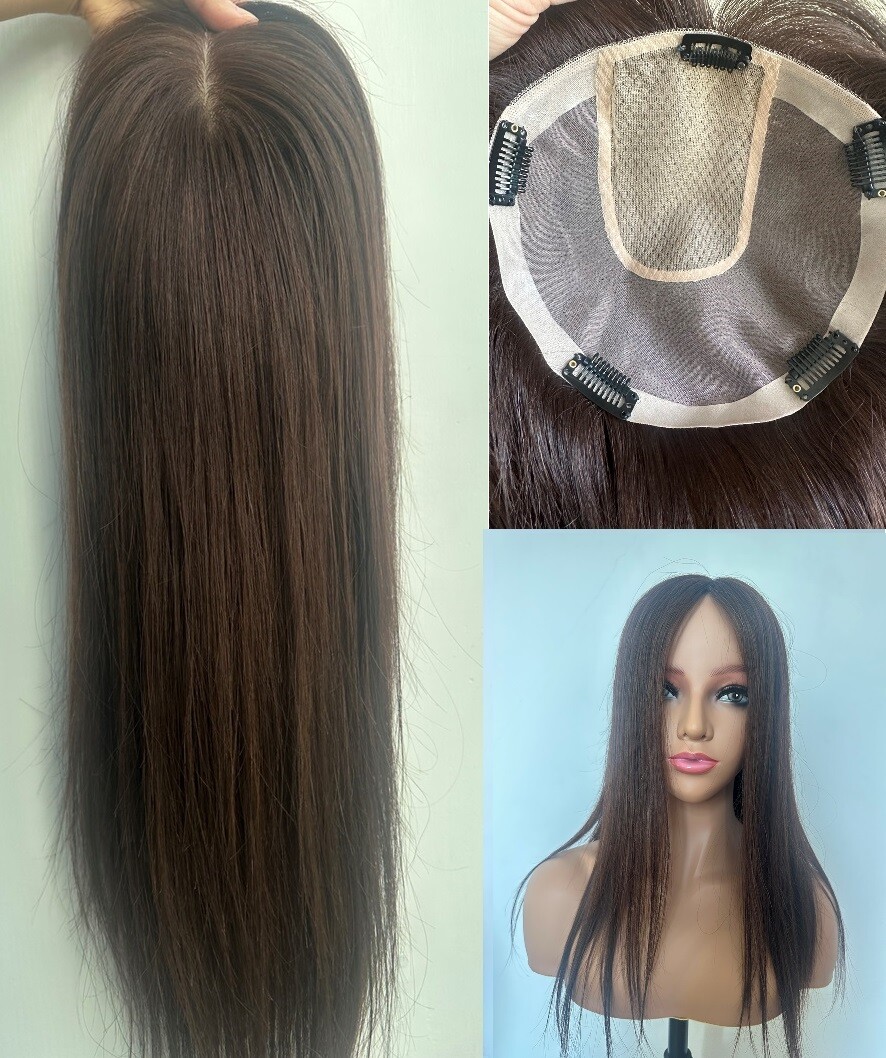 8″x8″Mono&silk top 100% human virgin remy fine hair topper,wavy/straight 10″~28″