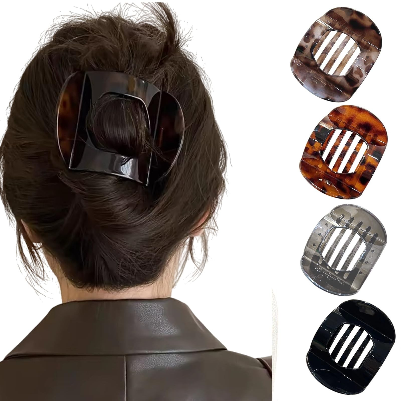 papasgix 4 PCS Flat Hair Clips, Claw Clips 1 Count (Pack of 4), Black
