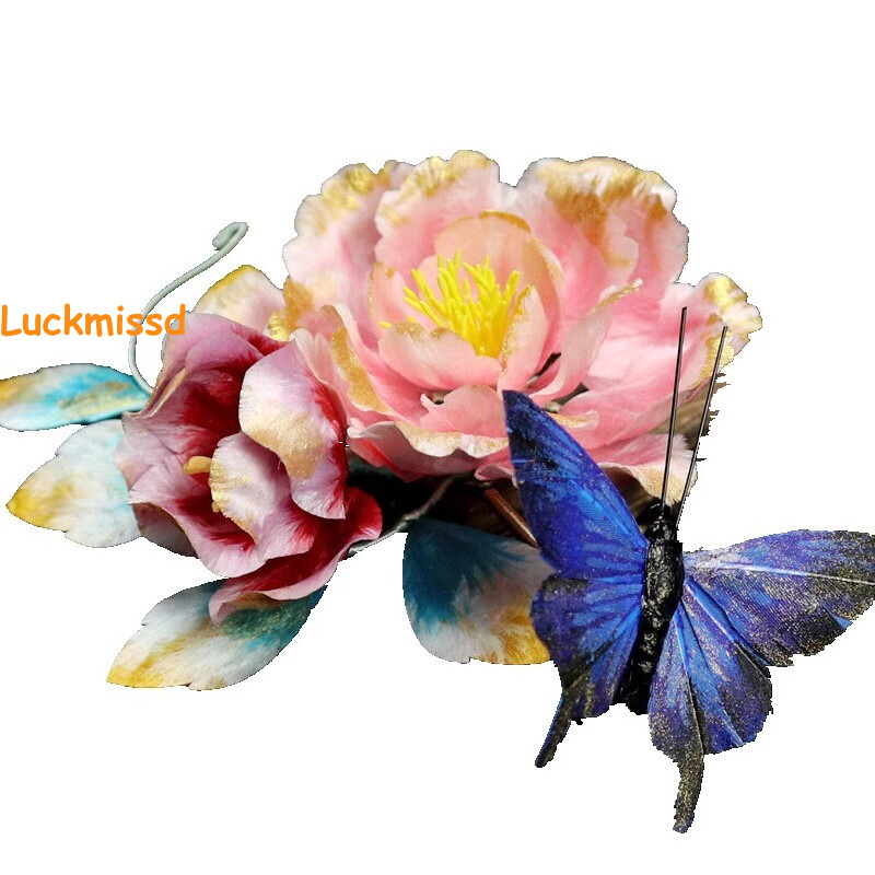 Velvet Flowers Peony Hairpin Hanfu Hairpin Handmade Accessories Headwear Jewelry