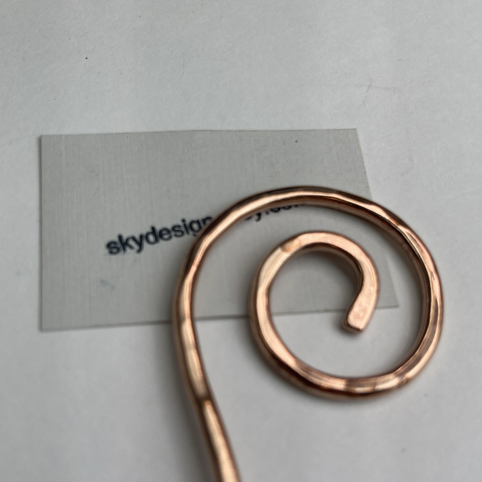 Extra Long Solid Copper Hair Pin, Stick, Slide, Spiral Top