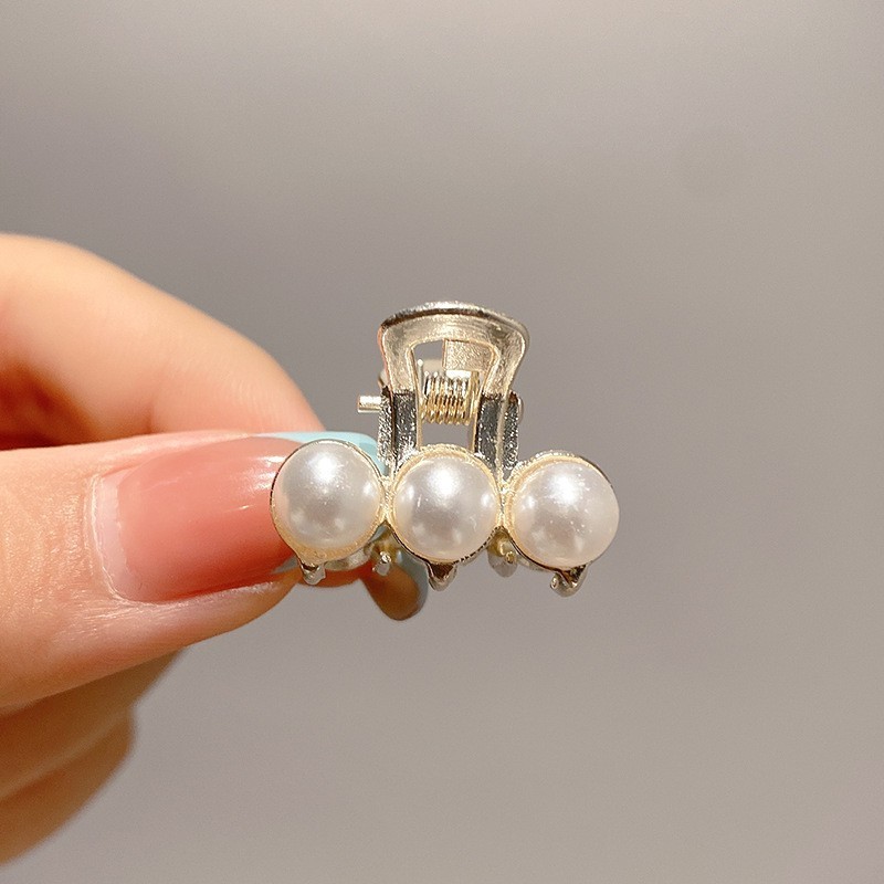 2Pcs Bangs Clips, Pearl Flat Clip with Bunny Ears, 2-in-1 Set for Hair