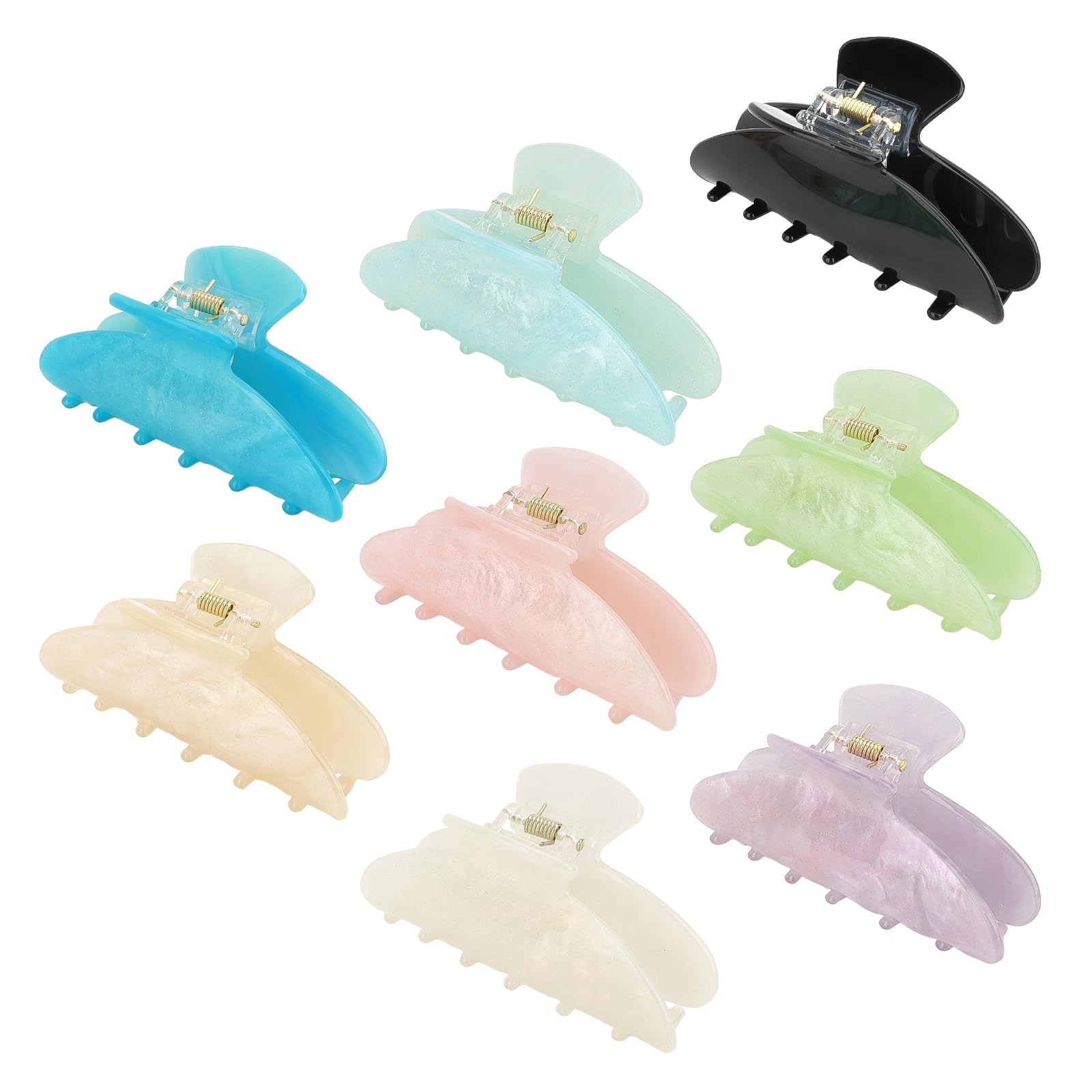 KEUKORZ 8 PCS Acrylic Claw Clips for Women Non-Slip Claws Multicolor