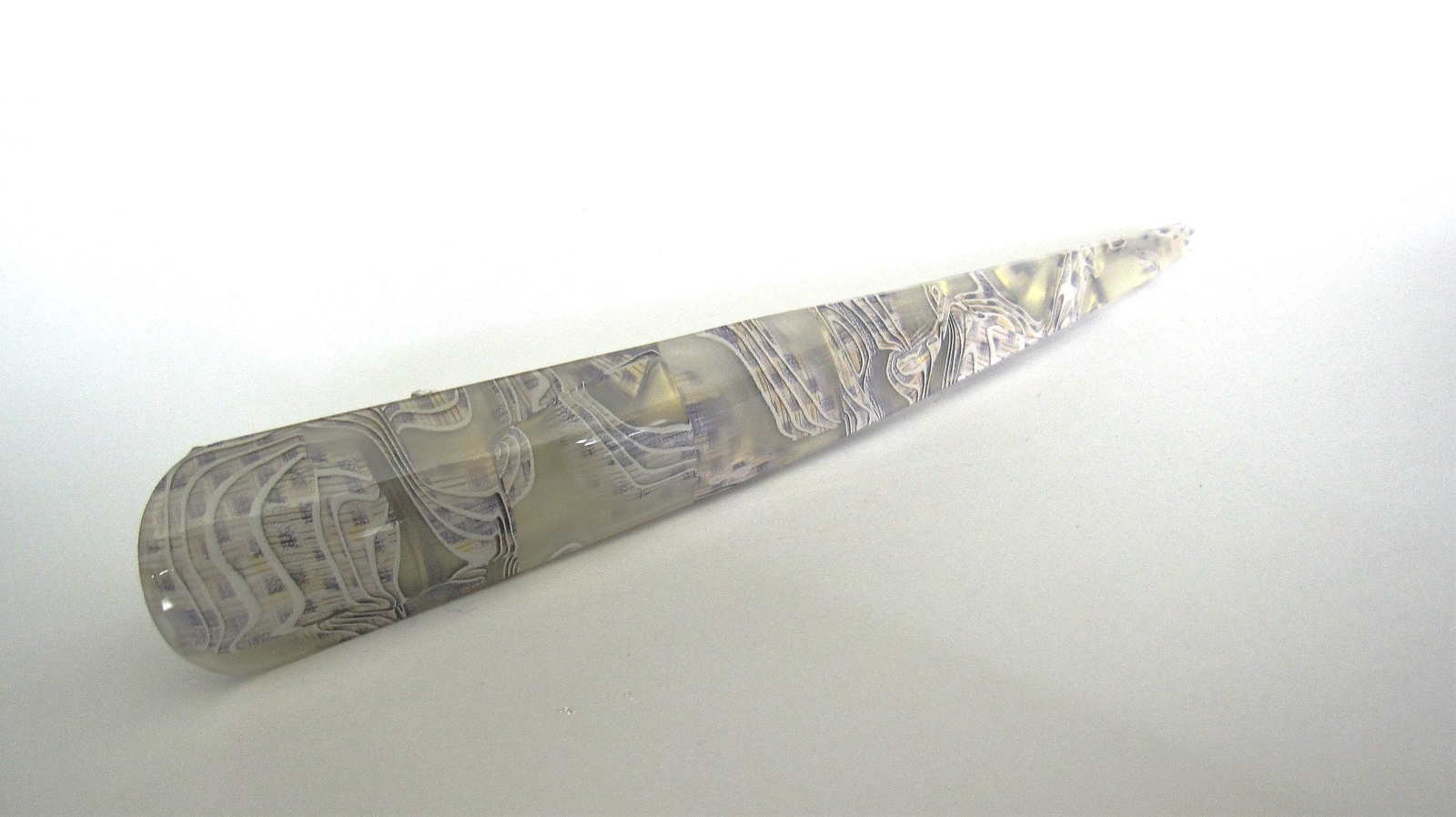 Gray white lilac yellow iridescent marbled acrylic metal alligator hair claw