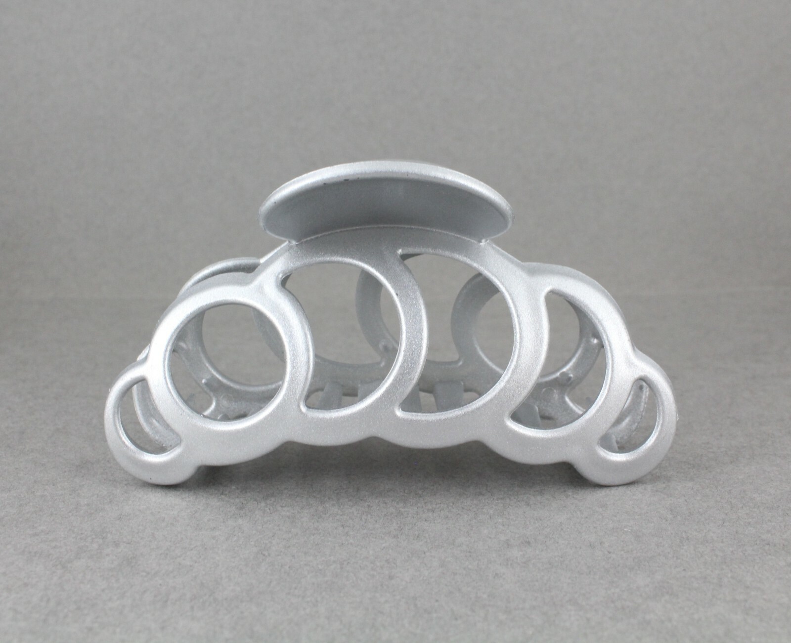 Silver hair clip plastic 3 5/8″ long big barrette claw clamp circle chain link