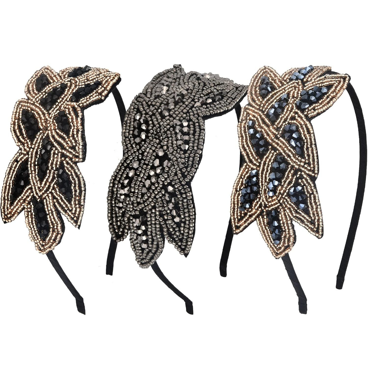 Tatuo 3 Pieces 1920S Flapper Headbands for Women 20S Vintage Headpiece Rhineston