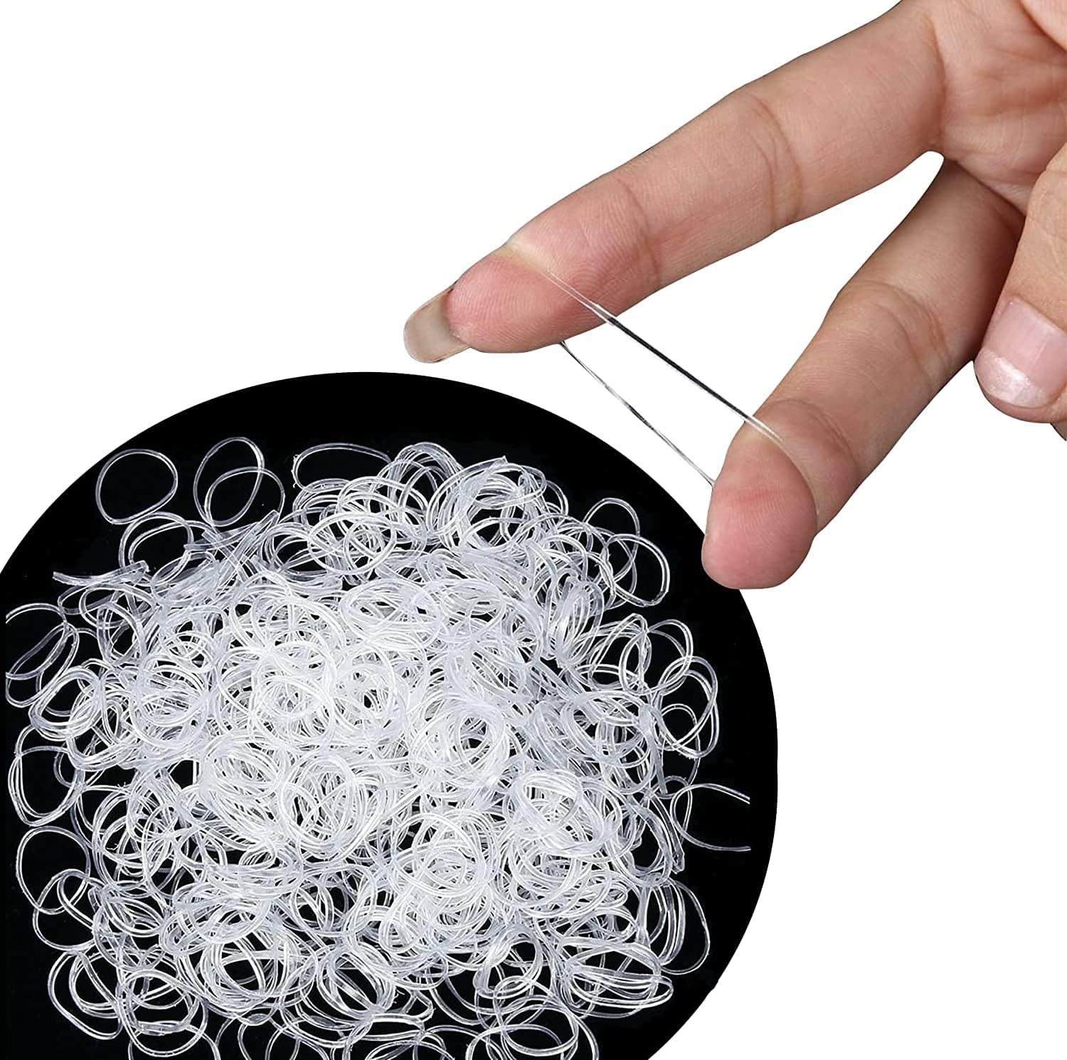100x Clear Hair Elastics, Clear Rubber Bands For Hair Ties For Thin Hair, Min…