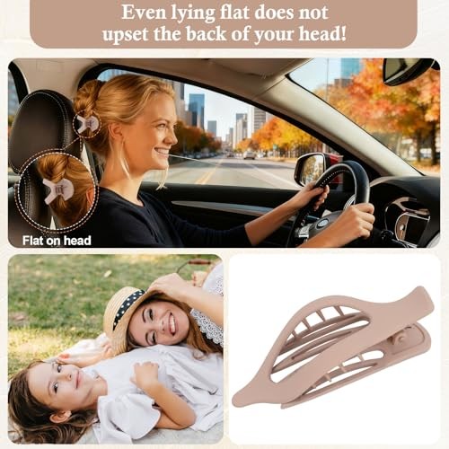 Flat Hair Claw Clips Set, 8 Pcs Large Non-slip French onesize Brown series