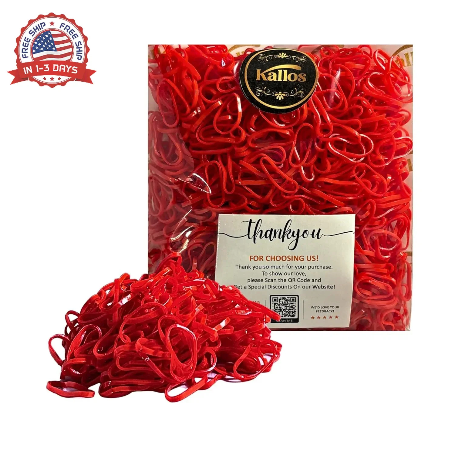 500 Pack Red Rubber Bands for Hair – 22mm Durable, No-Damage Elastic Hair Ties f