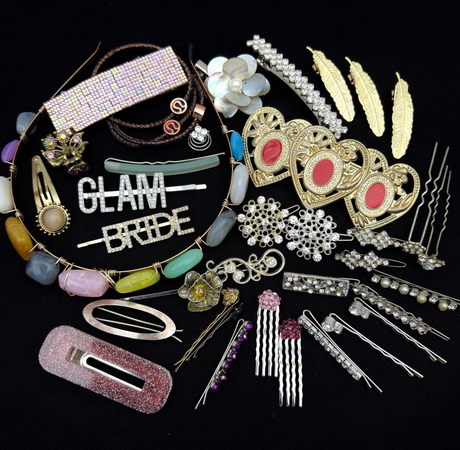 Vintage Barrette Lot Hair Clip Jewelry Victorian French Modern Luluemon Designer