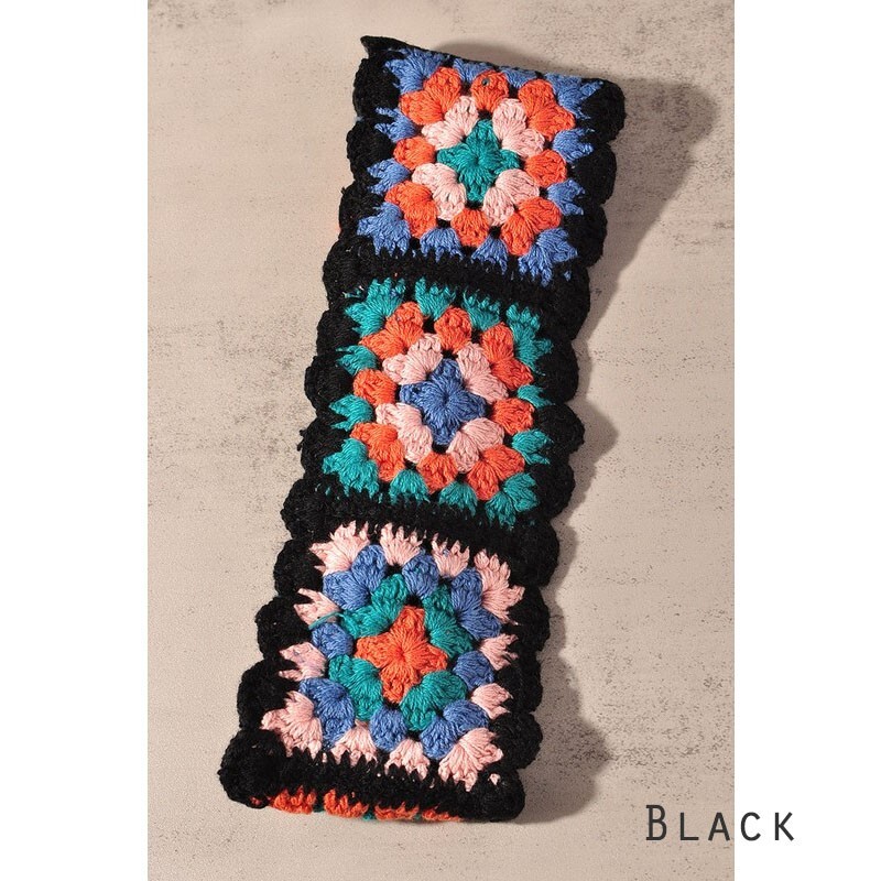 NEW Floral Patchwork Crochet Knit 100% Cotton Soft Hair Accent Headband Hairband