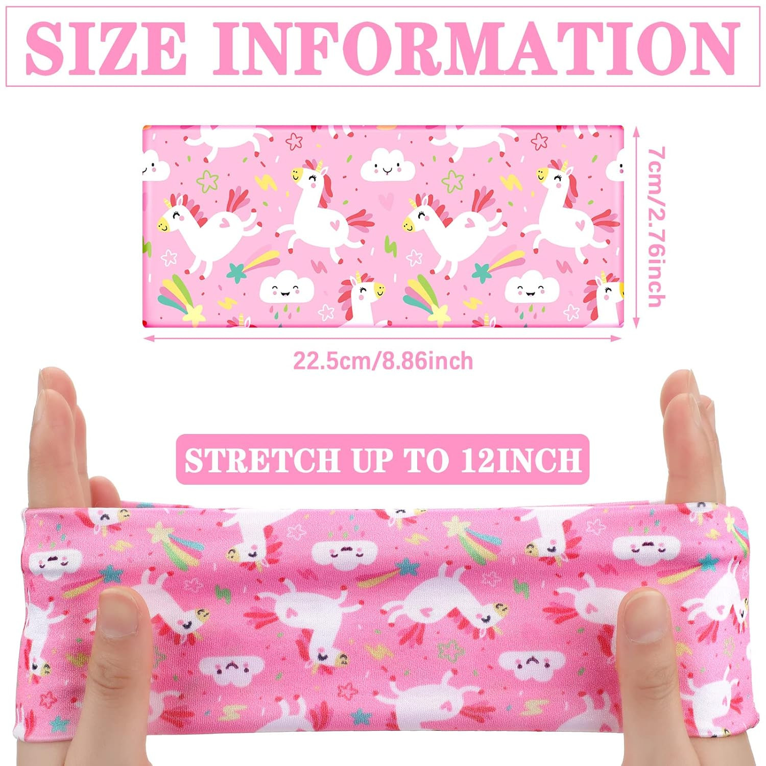 6 Pcs Unicorn Headbands for Girls Cute Elastic Bandeau Adjustable Wide Rainbow H