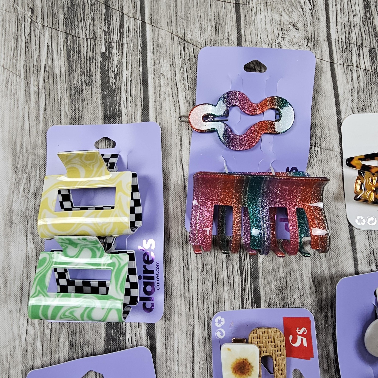 Claires Hair Clips Barrettes Banana Claw Lot New On Cards Tortoise Glitter Set