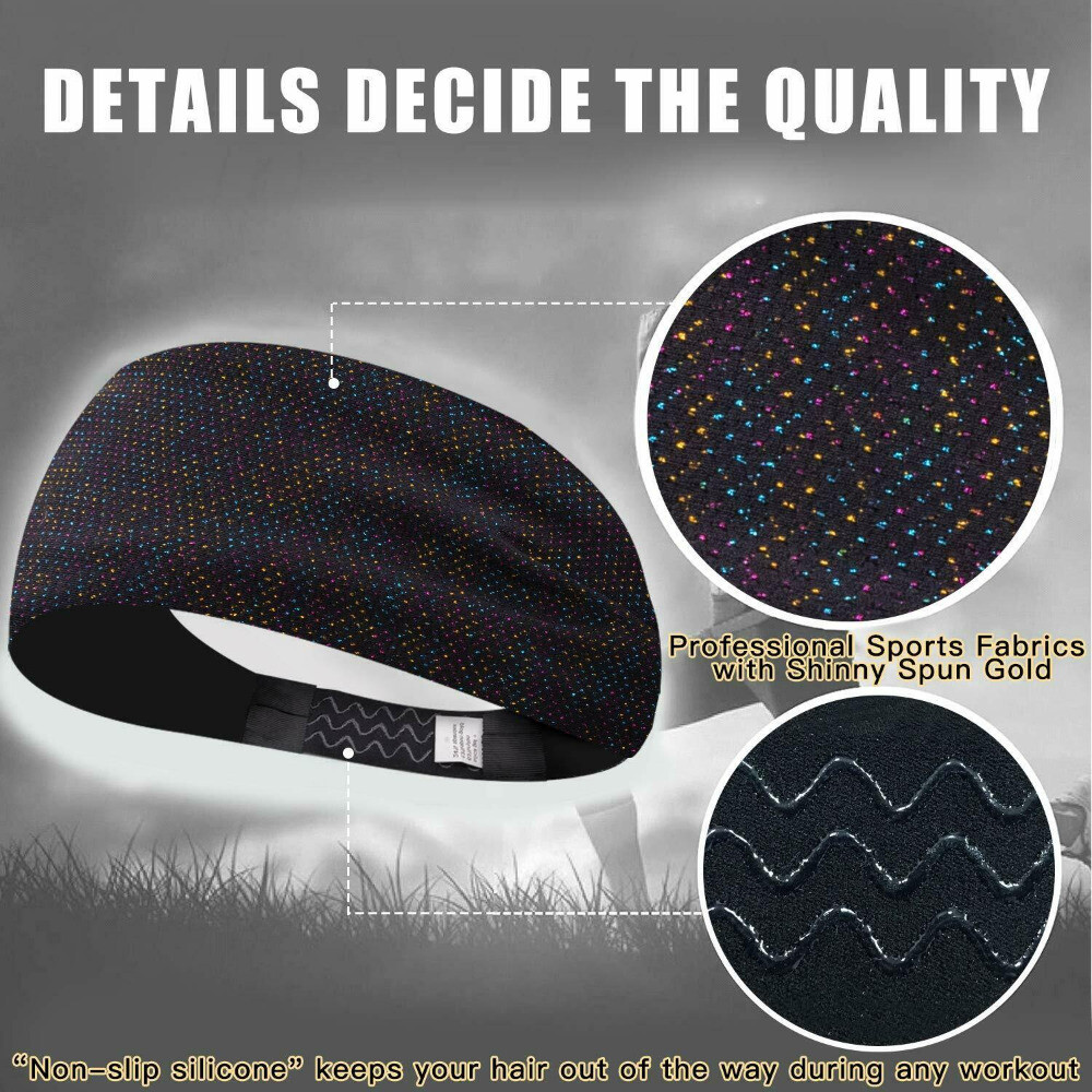Moisture Wicking Sports Headband Sweat Band Elastic Wide Hair Band for Men Women