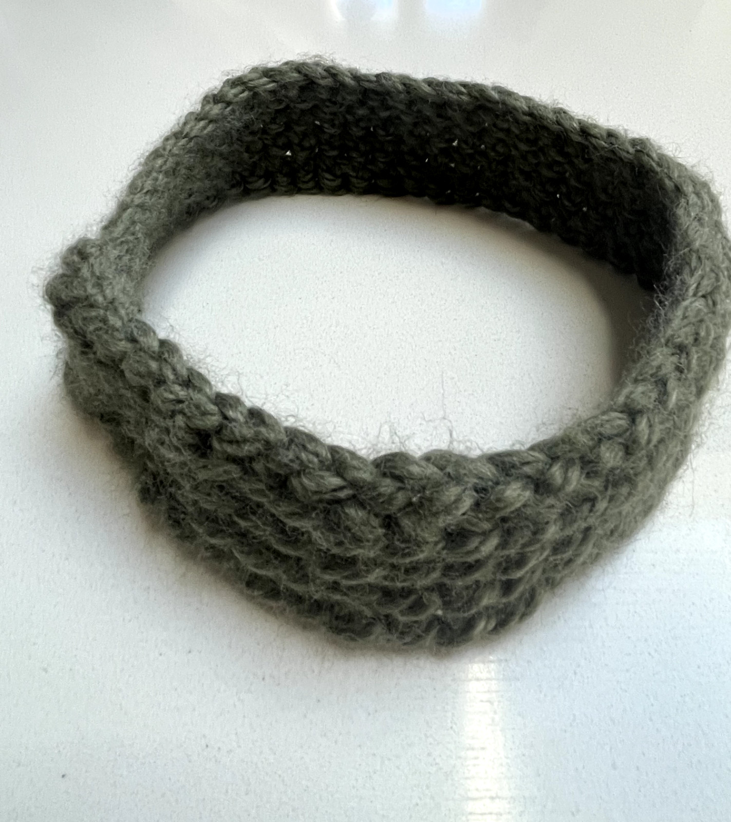 Handmade Ribbed Crochet Headband – Thick Green – Eco Friendly Recycled Yarn