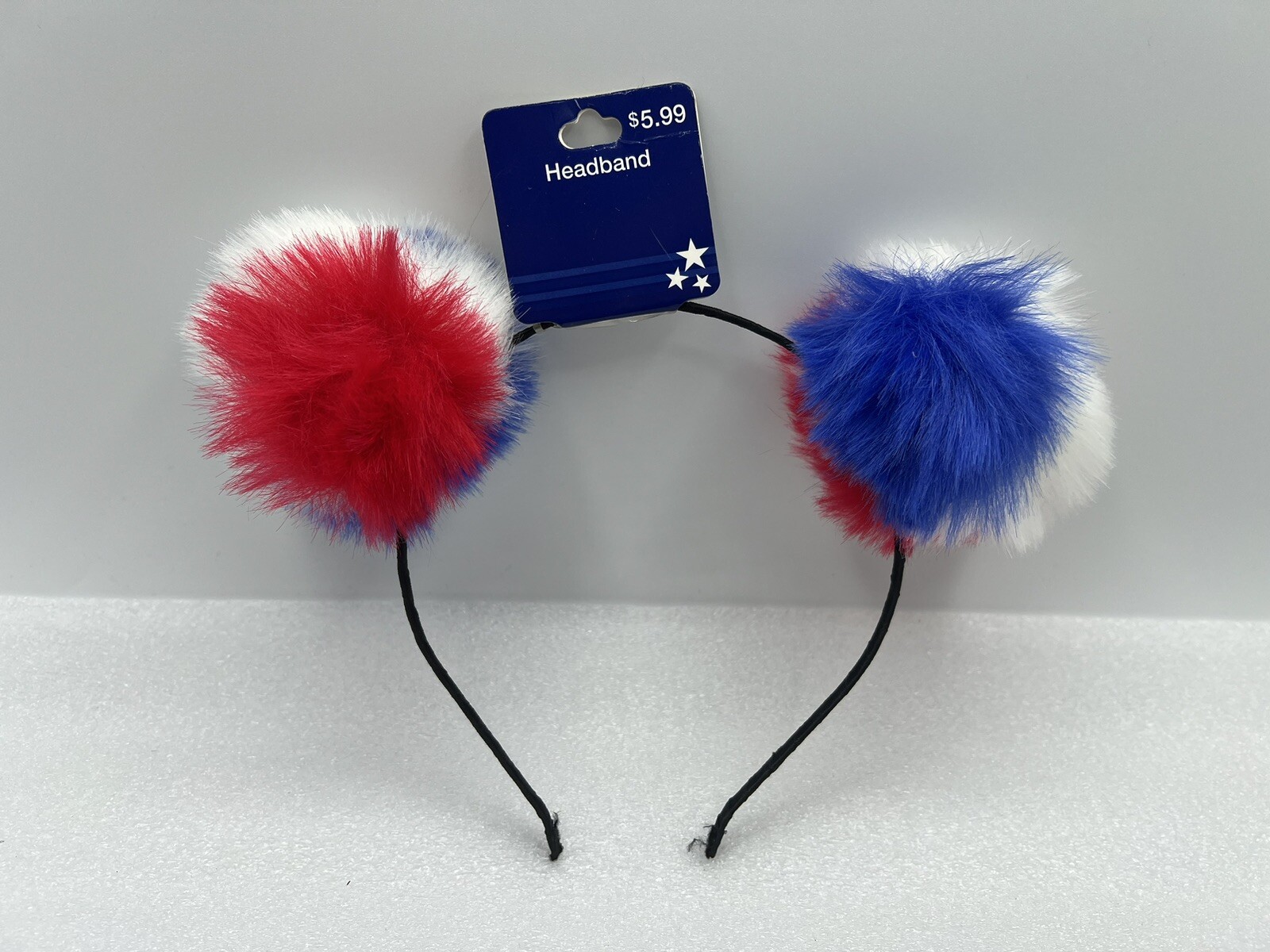 Pom Pom Headbands Hair Accessories Patriotic Red White & Blue (Lot of 7)