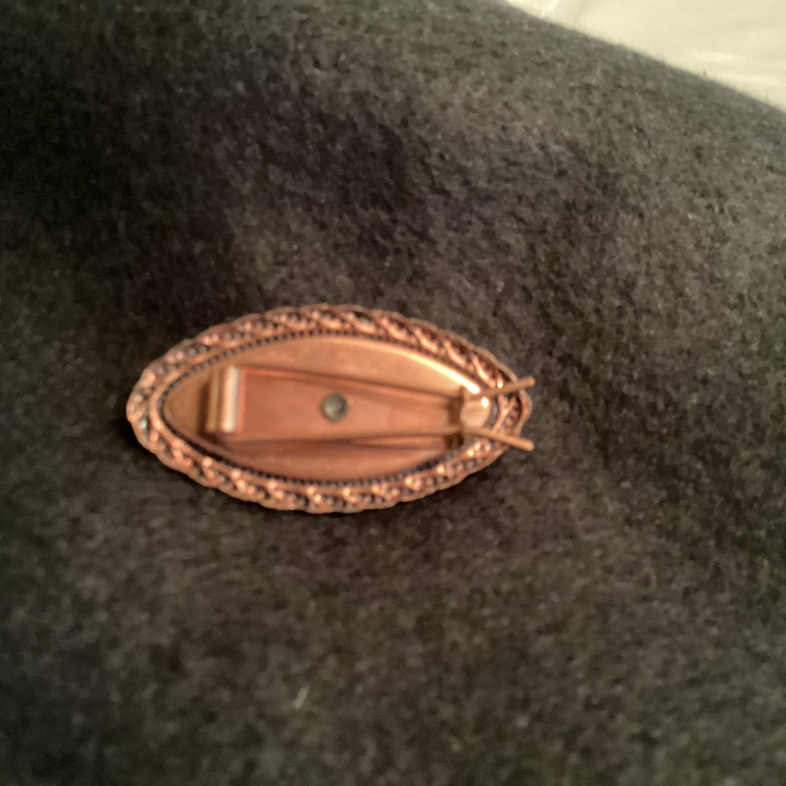 Copper Barrette With Faux Goldstone Center 1 5/8” X 3/4”. Nice.