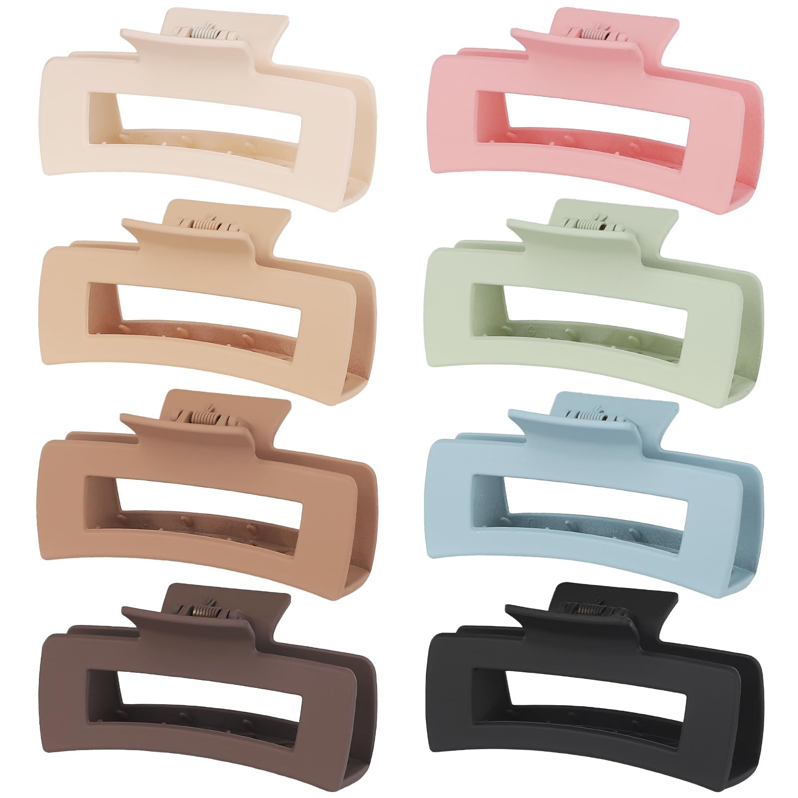 4.1 Inch Large Hair Claw Clips 8 Pcs 1 Count (Pack of 8), Brown Colorful