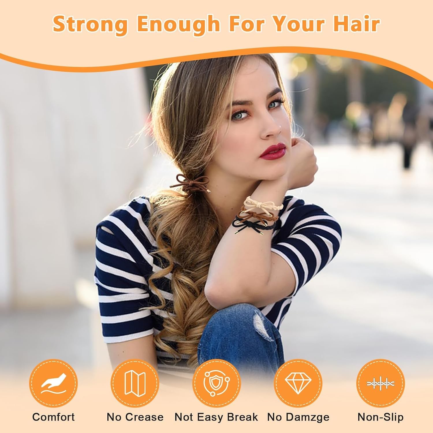 28 Pcs Braided Bow Hair Ties, No Damage Elastic Ponytail Holders 14 Colors
