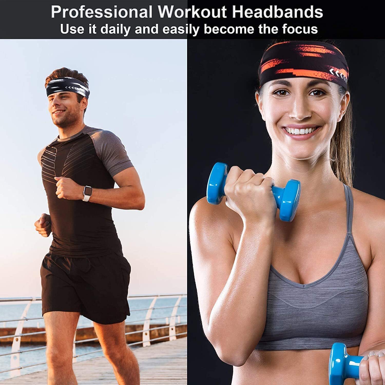 Winter Fashion Knitted Headband Reflective Sweatband for Cycling Hiking Running