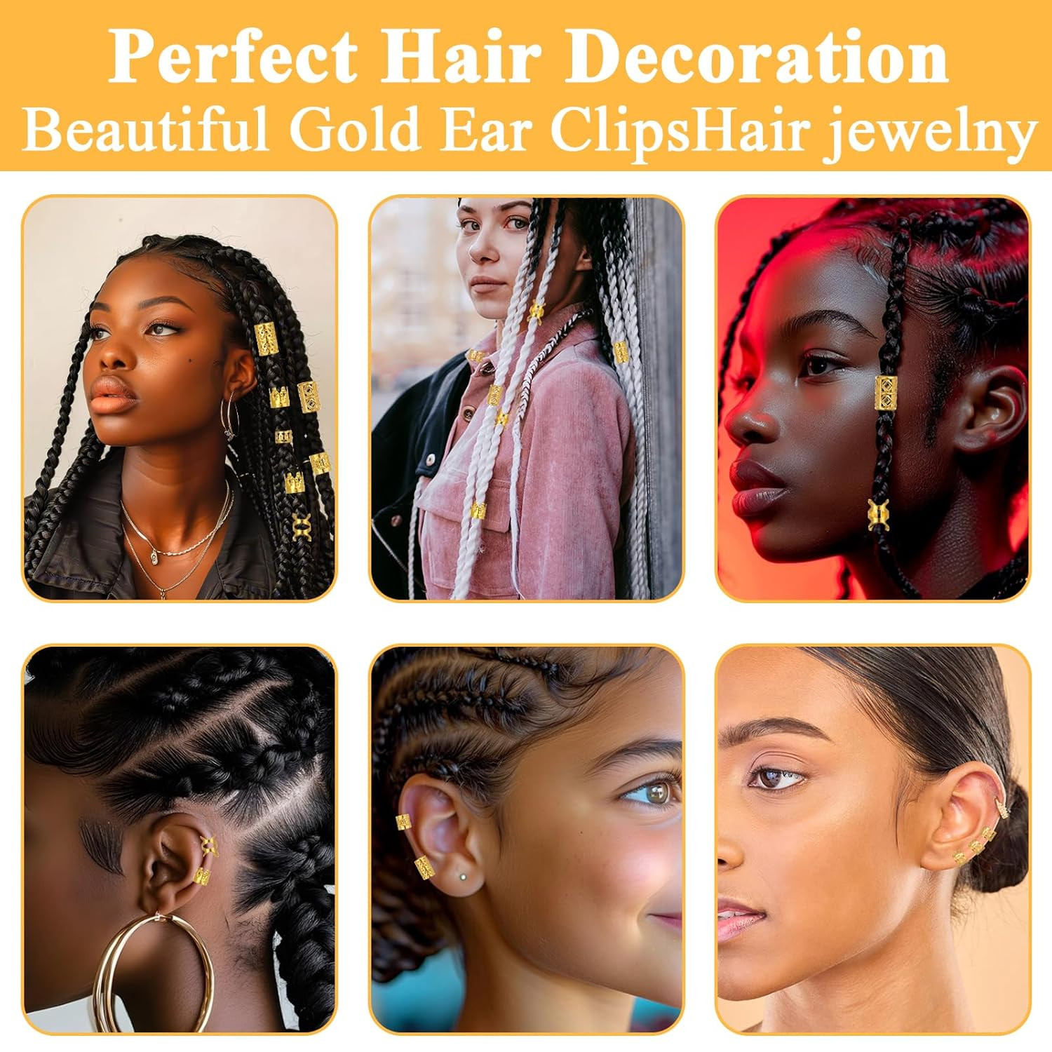 120Pcs Gold Hair Jewelry for Braids Accessories Loc Jewelry for Hair Dreadlocks