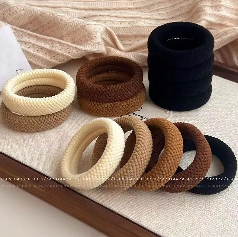 10pcs Mixed Color Thick Elastic Scrunchies Hair Ties Set – Hair Ties Hair Rope