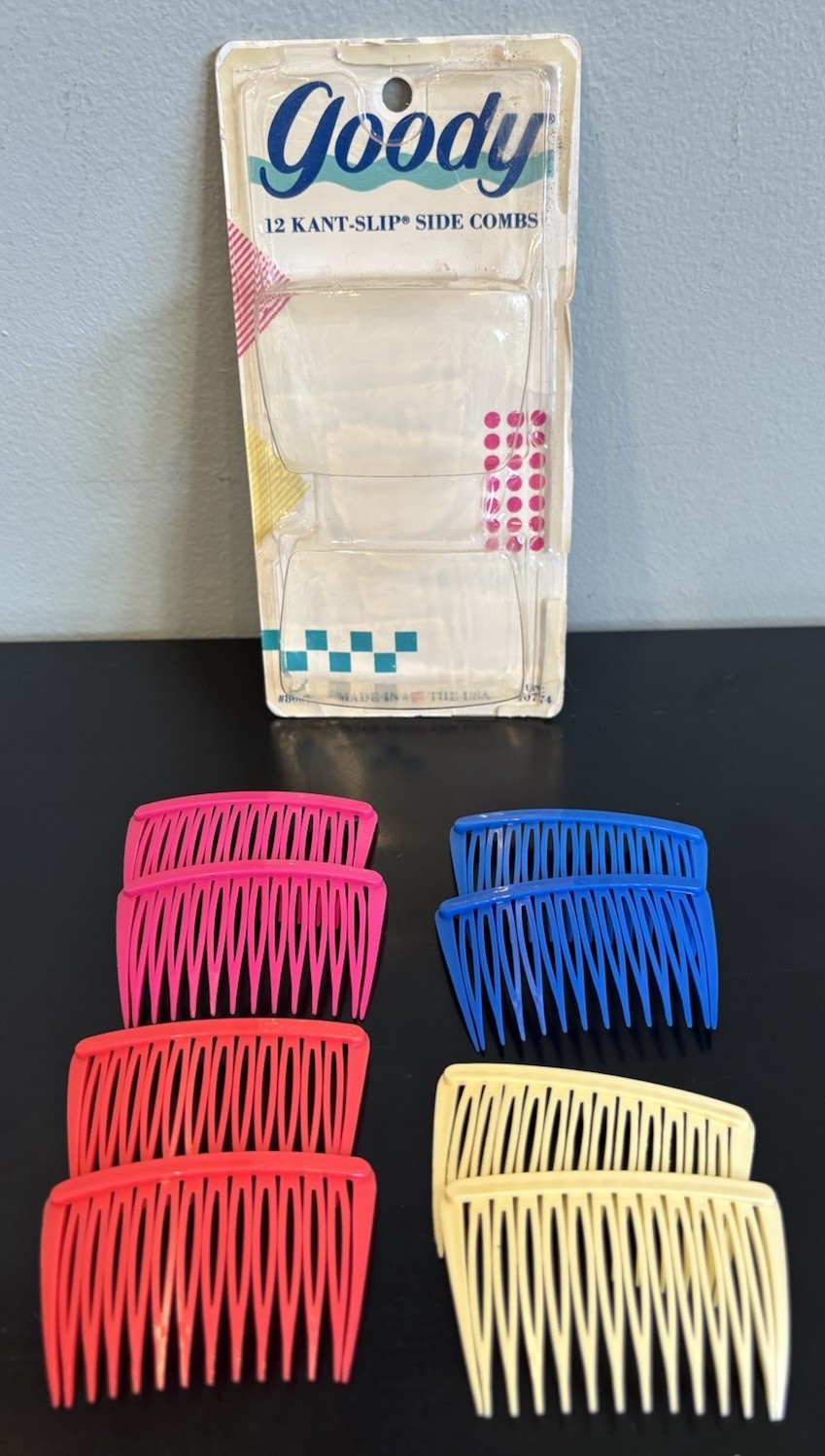 VTG 1989 Deadstock Goody Kant Slip Side Combs Holders 8 ct Hair Clips 8058 USA