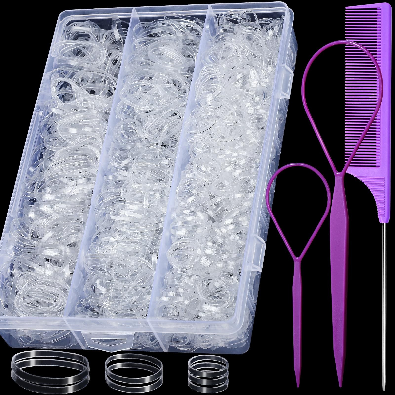 Clear Elastics Hair Ties, 2000 PCS Transparent Rubber Bands for Hair, Hair Ac…