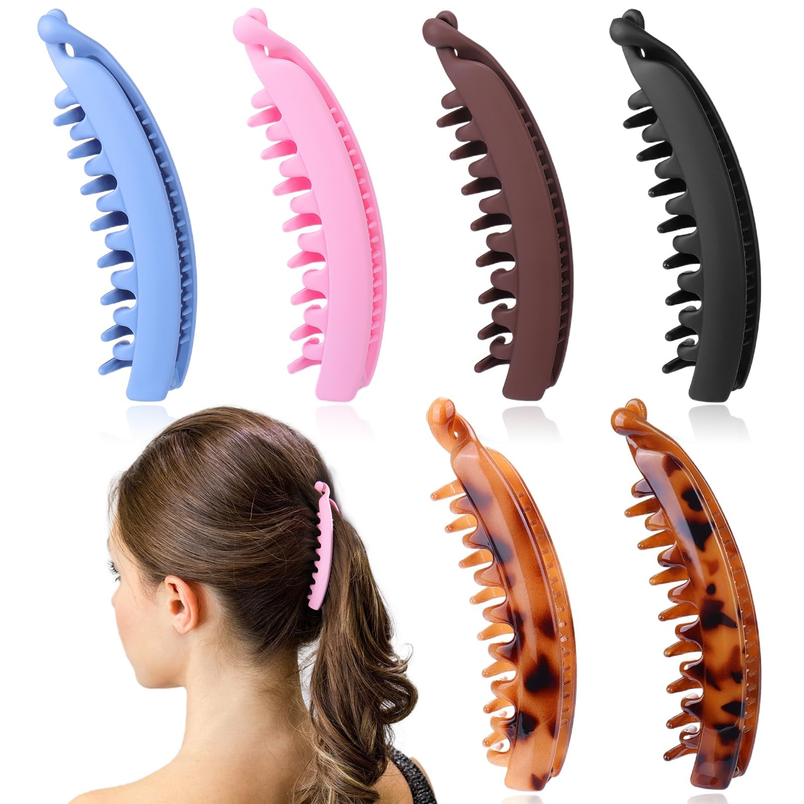 Vodolo Banana Clip for Thick Hair,6 PCS 1 Count (Pack of 6), 6Multi-colored