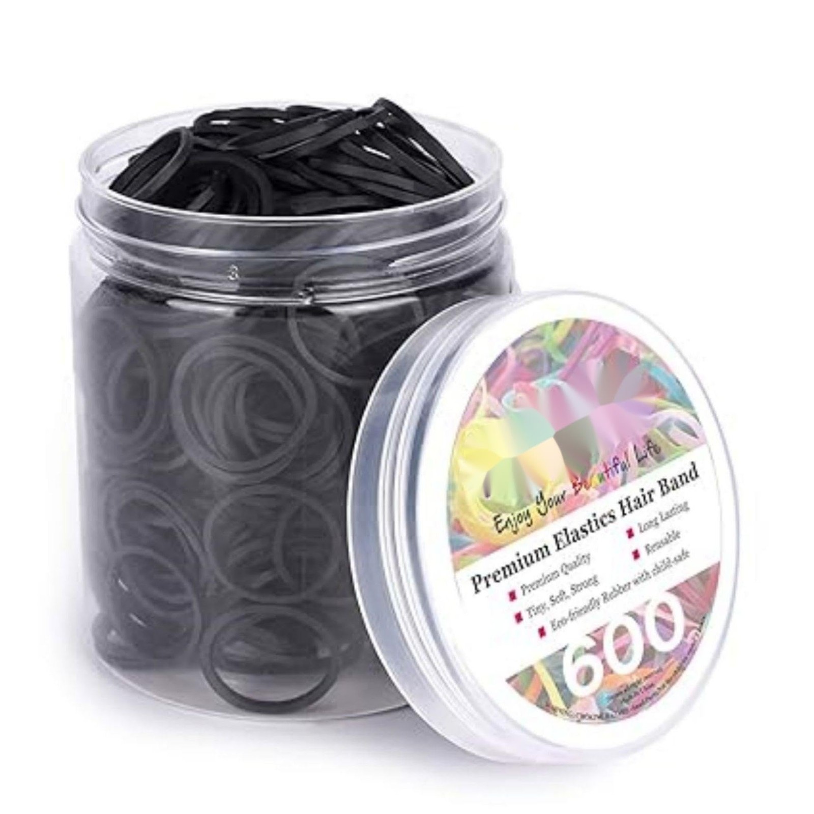 3/4in black hair rubber band, for headbands, small rubber band, Large hair br…