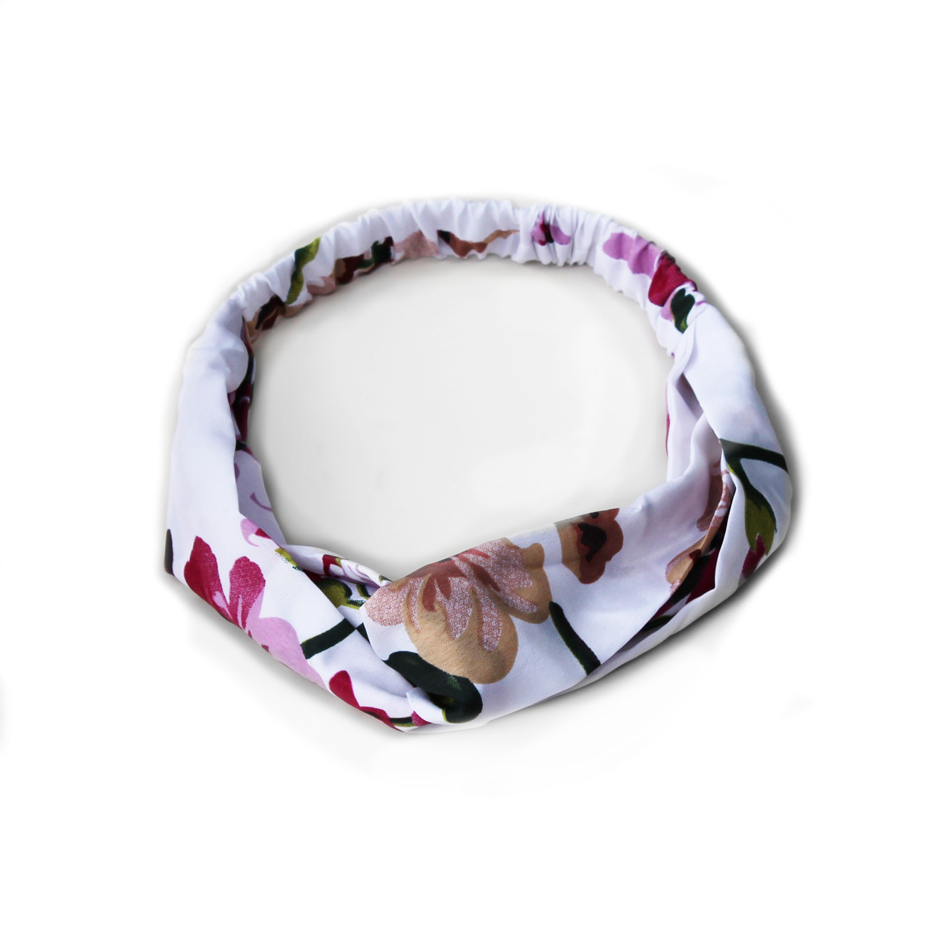 Knotted Floral Headbands 4-Pack Satin Chiffon Pink Red White Blue-Green