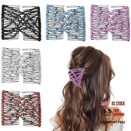 Magic Comb 5 Pieces – Stretchy Elastic – Black, Brown, White, Blue, Pink