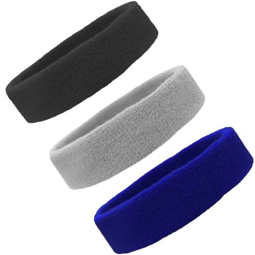 Sweat Bands/Headbands for Women Men Elastic Headband Sports blue+black+gray