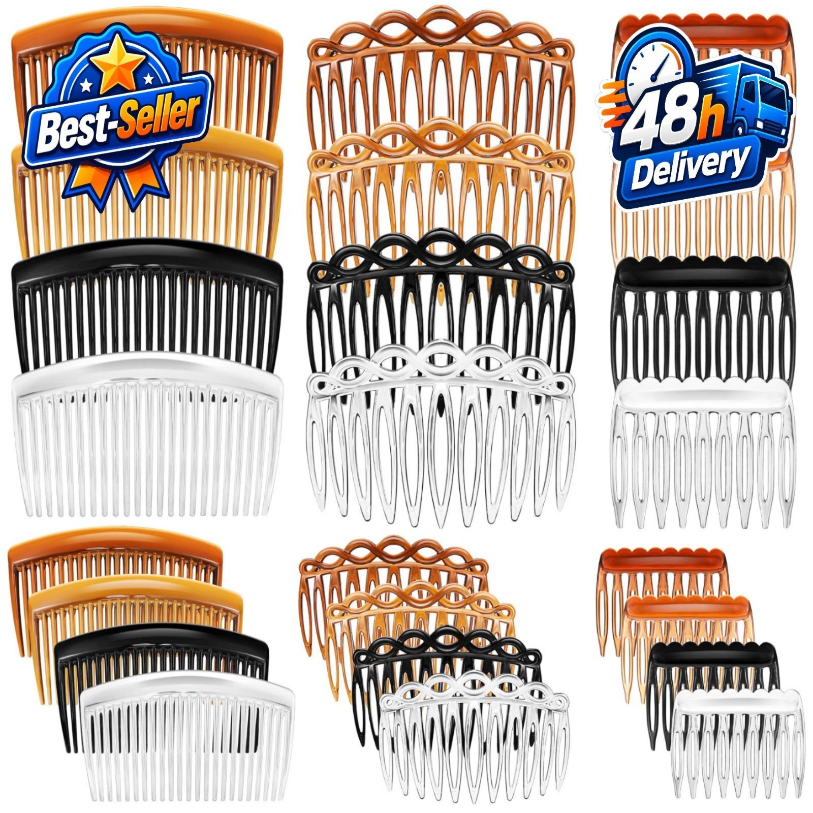 24 Pieces Hair Combs Set for Women – Plastic Side Combs Clips