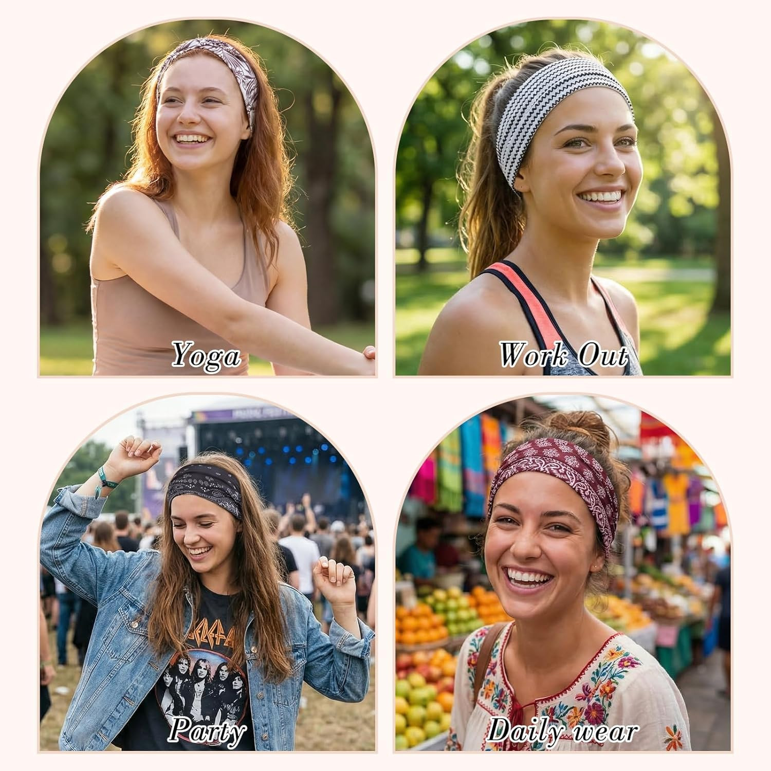 8 Pcs Boho Headbands for Women Wide Cloth Knotted Hair Bands | Elastic Fashion H