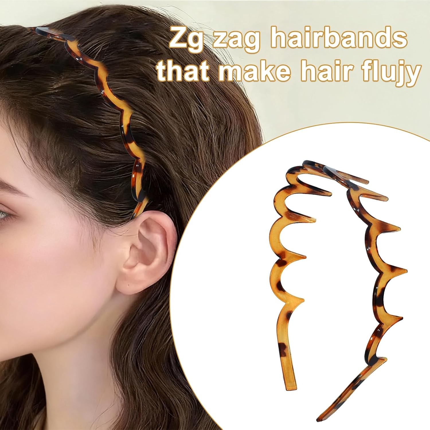 2026 Zigzag Headbands for Women, 2-Pack U-Shaped Hair Comb Headbands, Non-Slip