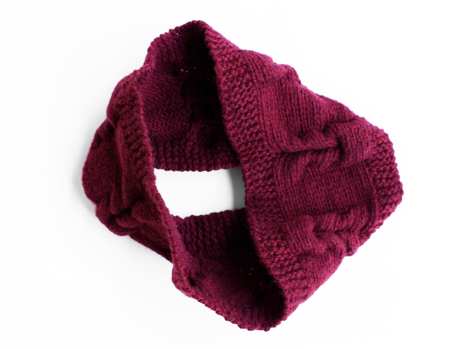 Wool On Skin – 100% Cashmere Handmade Knit Burgundy Headband
