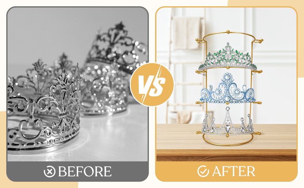 Hair Crown Rack Jewelry Storage Rack Four Tier Hanging Creative Tiara Display