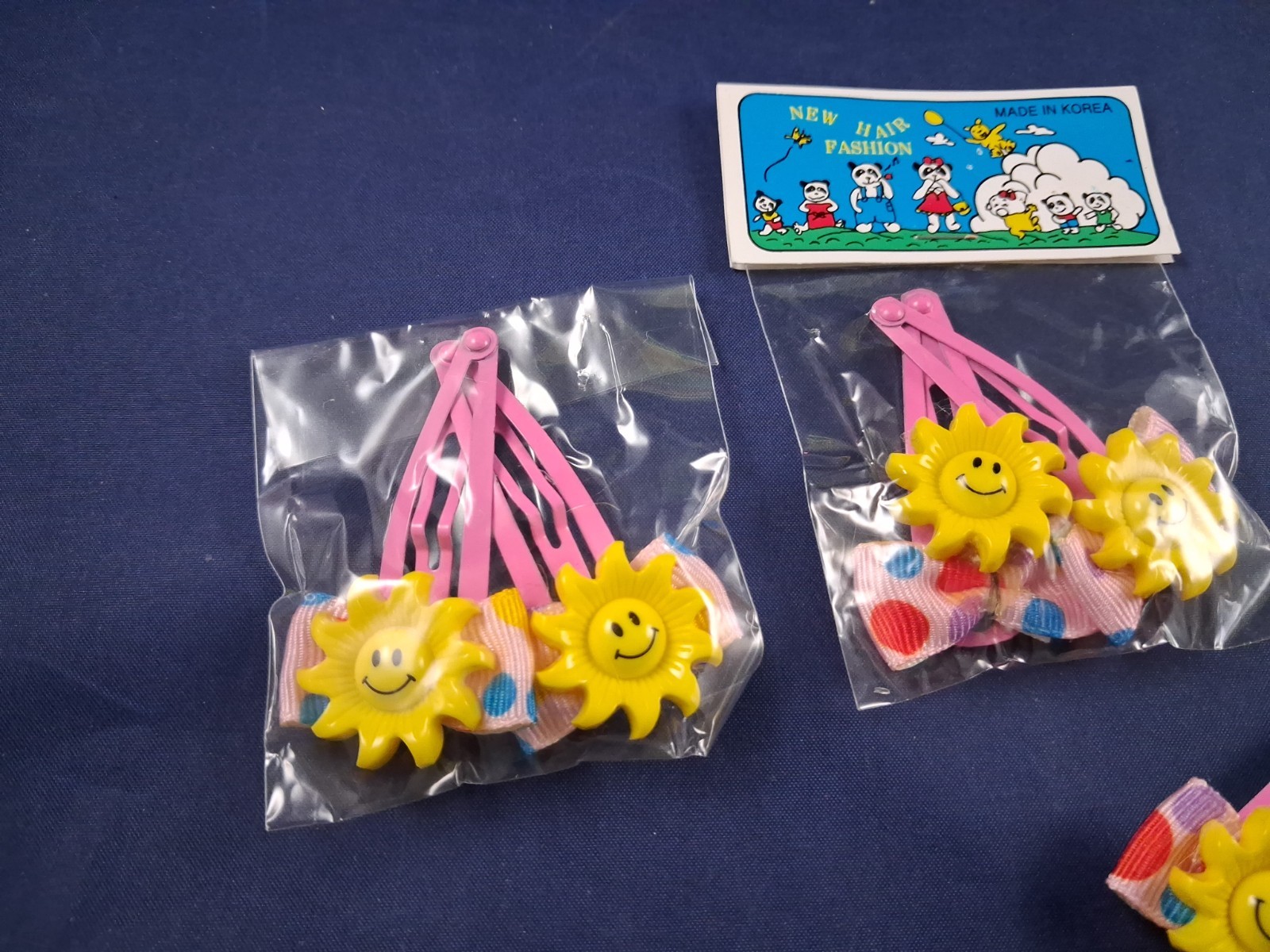 Vtg Happy Sun Polka Dots Lot Of 6 Snap Hair Barrettes UNWORN *17FB-B