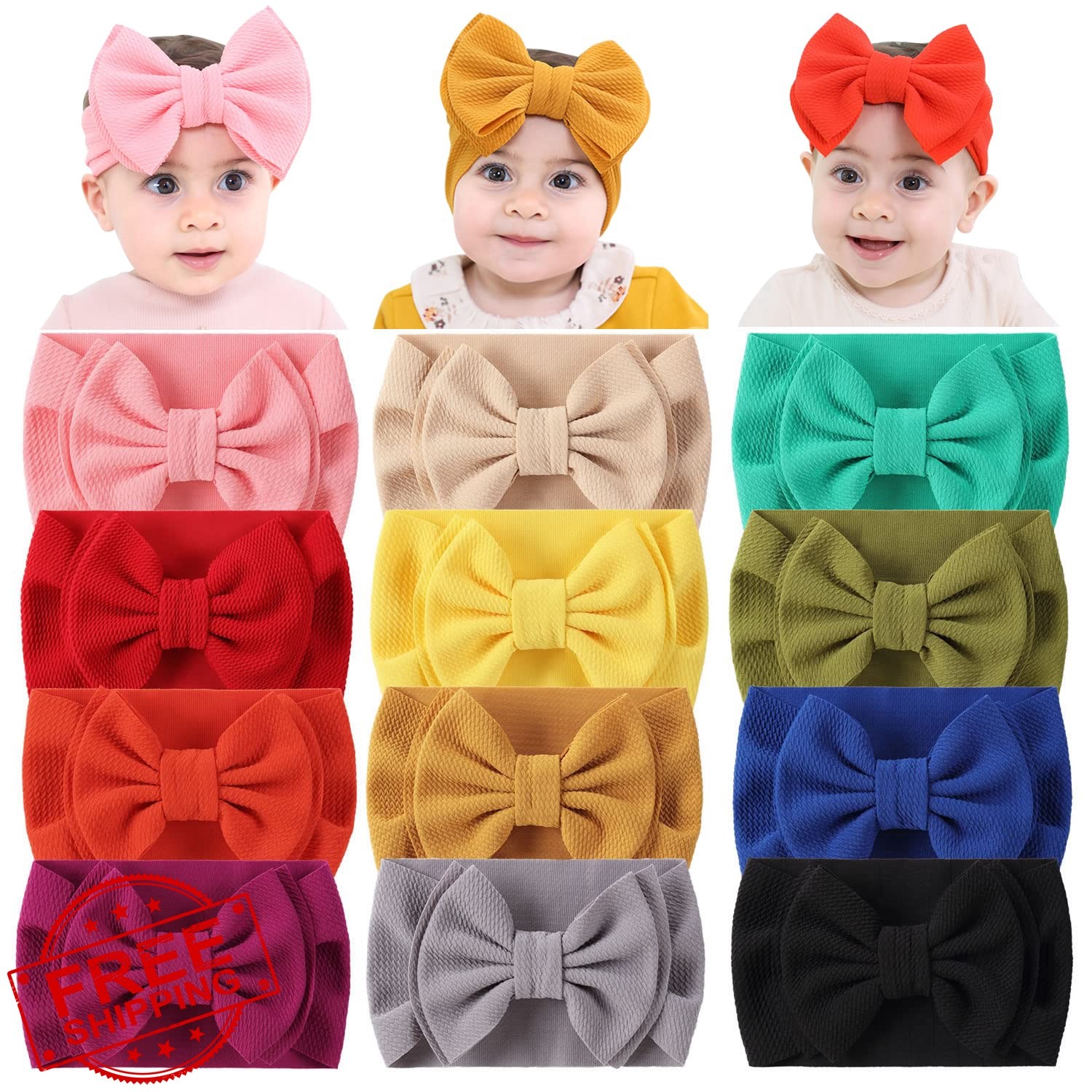 Cinaci 12 Pack Candy Color Nylon Headbands