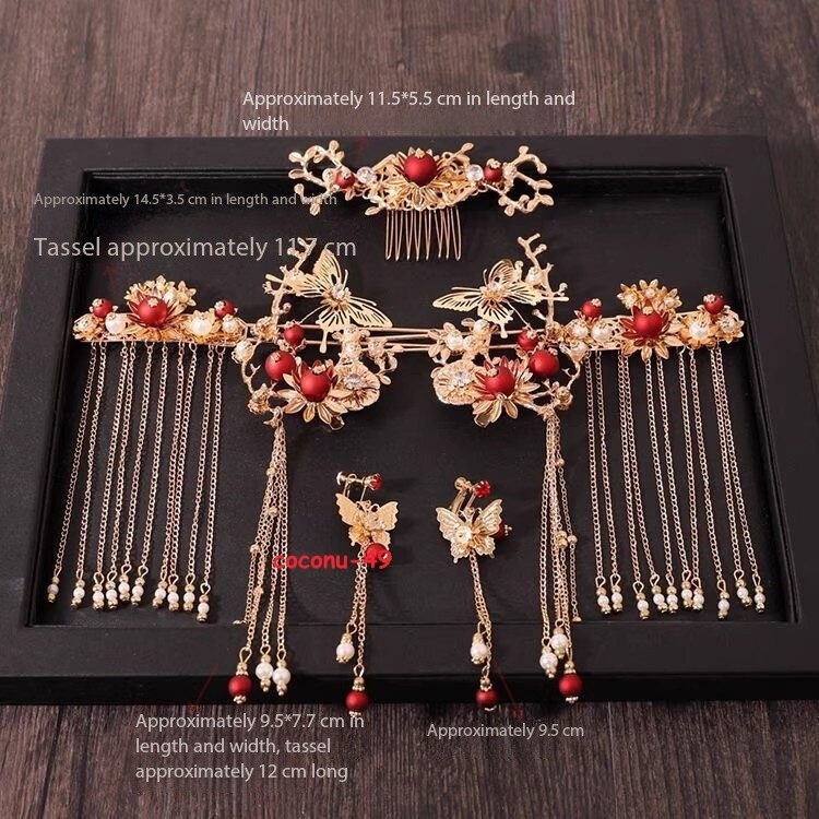 New Chinese Traditional Style Bridal Matching Xiuhe Hairpin Hair&ear Accessory