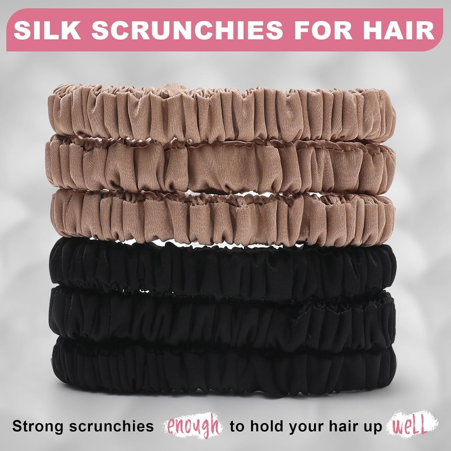 6Pcs Silk Hair Ties Small 22 Momme 100% Pure Mulberry Silk Scrunchies for Women