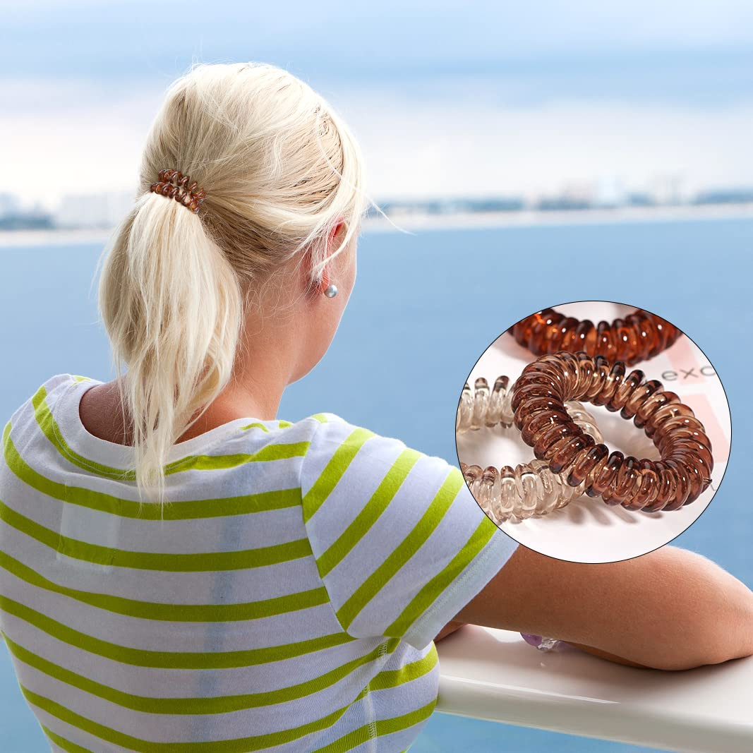 24Pcs Spiral No Crease Coil Hair Ties Transparent Waterproof Ponytail Holders
