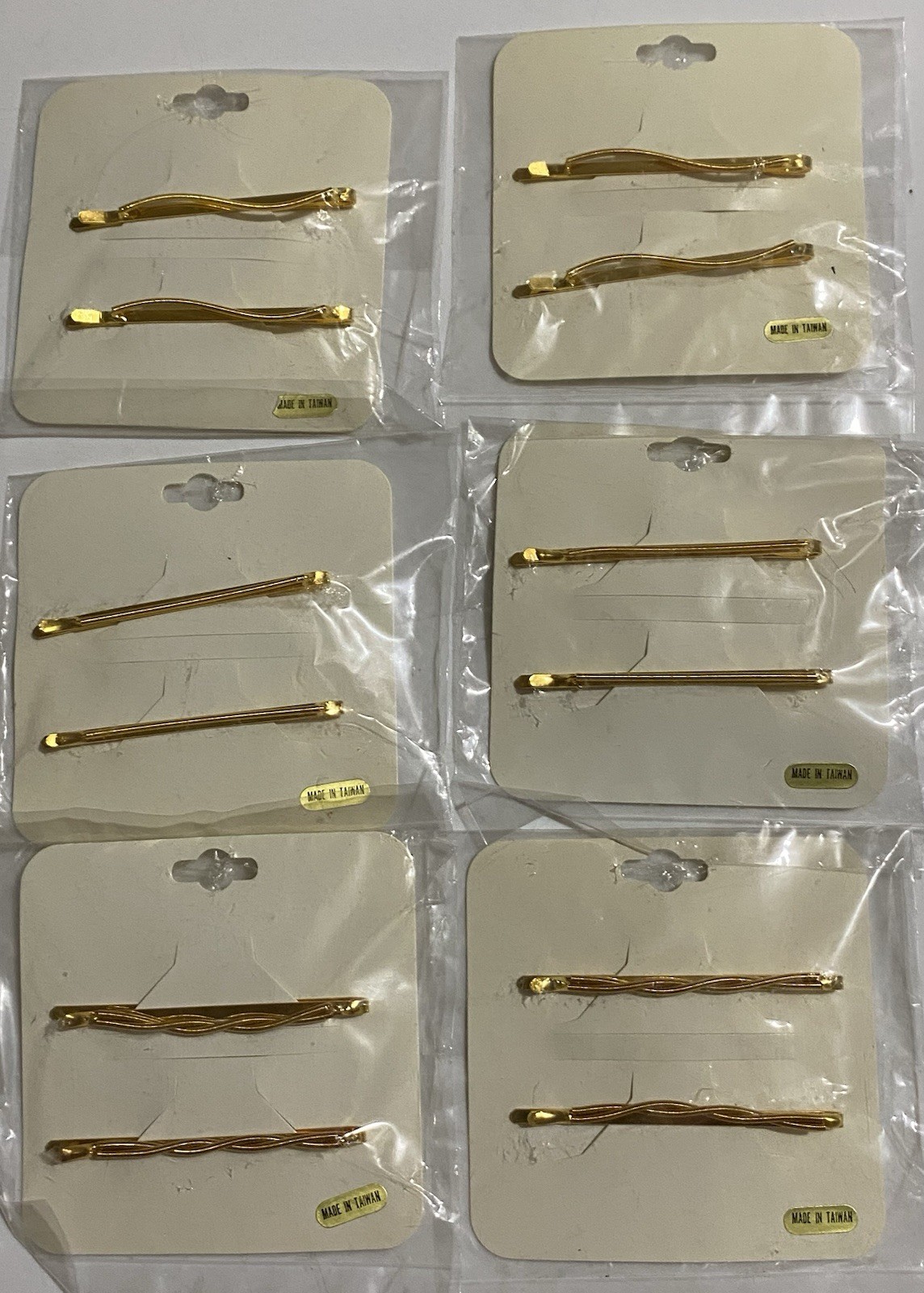 Lot Of 6 Fancy Dressy Goldtone Bobbie Pins 2 Each Of 3 Designs