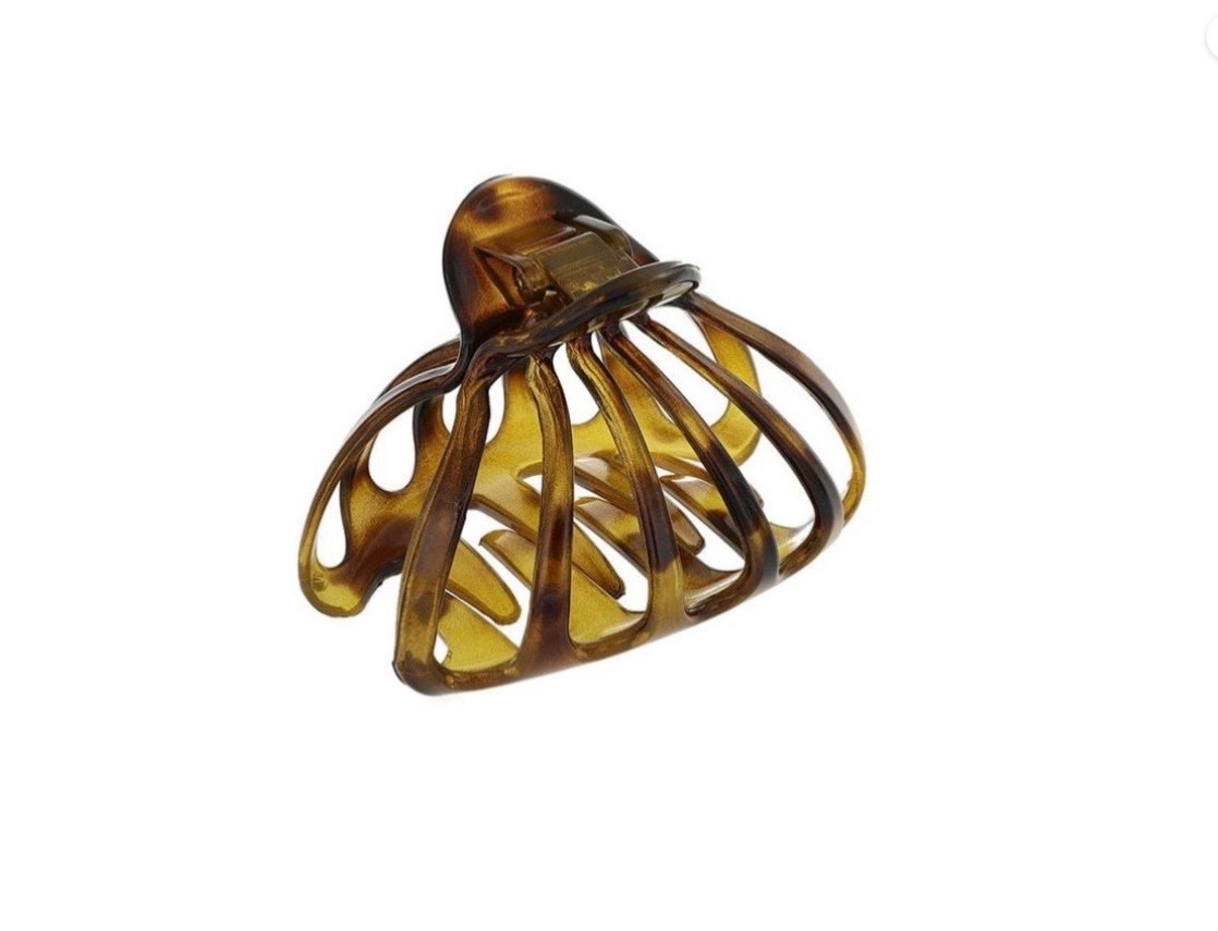 France Luxe Large Cutout Nest Claw Hair Clip Jaw Caramel Brown