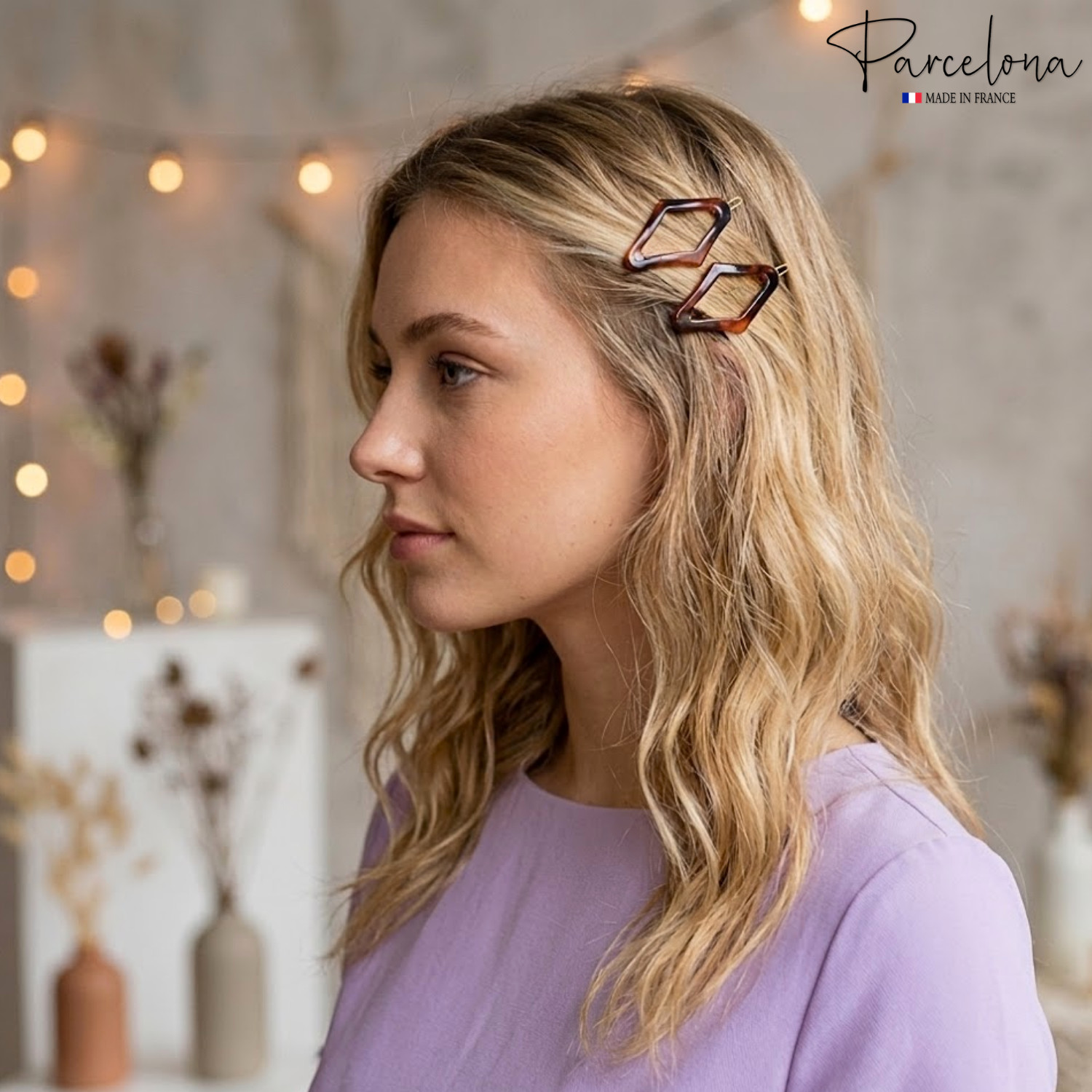 Parcelona Rhombus 2″ Small Tortoise Shell Hair Clip Tige Boule Barrette Womens
