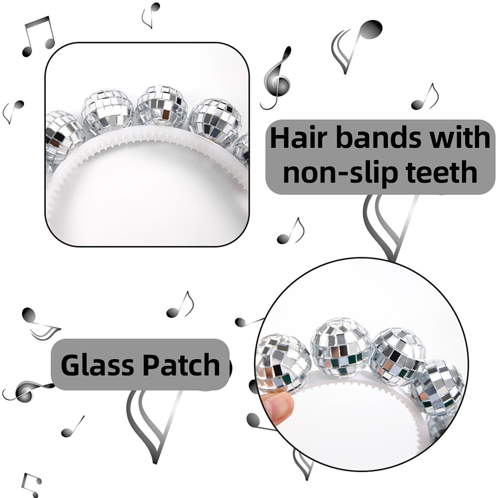 Silver Disco Ball Headband Fancy Dress Retro Party Accessories 70’s Headpiece