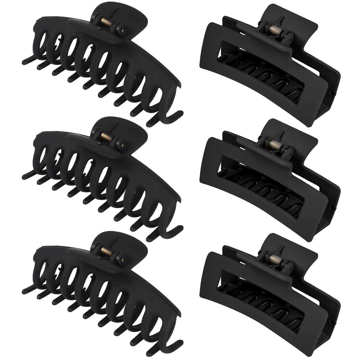 79Style 6pcs Hair Claw Clips For Women – Big 3.5 Inch Large Medium, Black